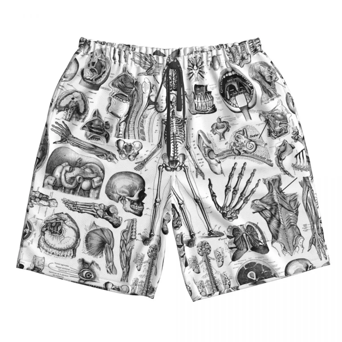

Human Anatomy White Print Trunks Beach Board Shorts Casual Quick Dry Swimming Summer Men Pants