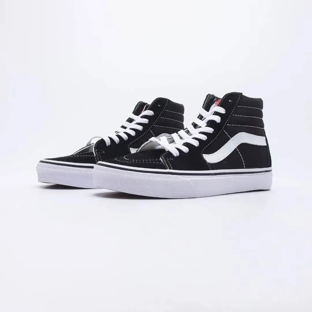 أحذية Vans Sk8 Hi Black Man للرجال والنساء للجنسين أحذية رياضية أصلية عالية الكلاسيكية أحذية تزلج Vans أحذية مسطحة قابلة للتنفس