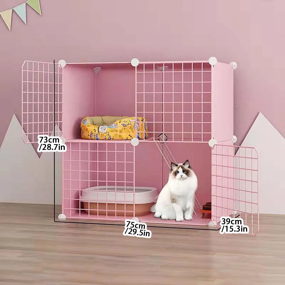 Cat cage Home Indoor Cat cage Villa Large free space Two floors cat pet cattery with toilet cat house