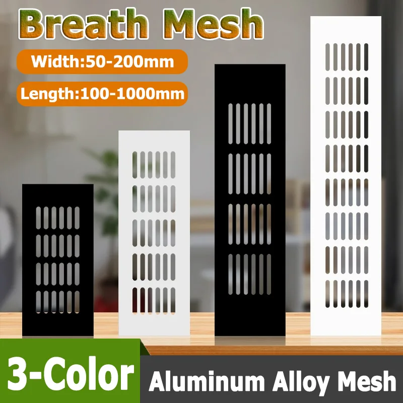 Width 50/60/80/100/150/200mm Ventilation Grills Aluminum Alloy Breathable Mesh Length 100-1000mm Cabinet Air Vent Cover Exhaust