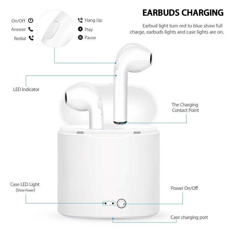 Mini Original I7S Bluetooth Earphone Wireless Headphones Earbuds Blutooth Handfree Headsets With Charging Box for Xiaomi phone image 6