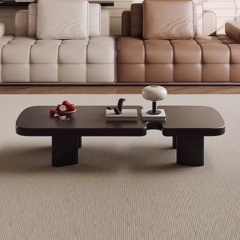 طاولة قهوة صغيرة من الخشب الصلب الأمريكي القديم مصنوعة من خشب الرماد وغرفة معيشة مستطيلة باللون الأسود الصغير