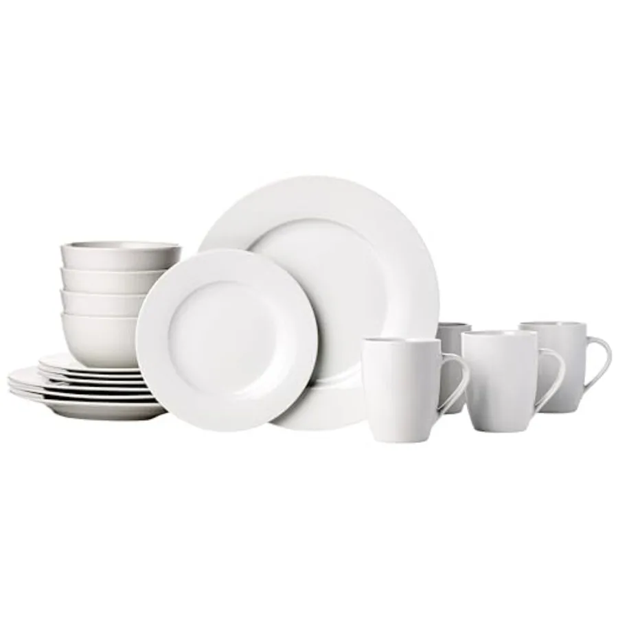 

16Piece Porcelain Kitchen Dinnerware Set with Plates Bowls and Mugs Ideal for Home Dining and Family Meals Service for 4 Elegan
