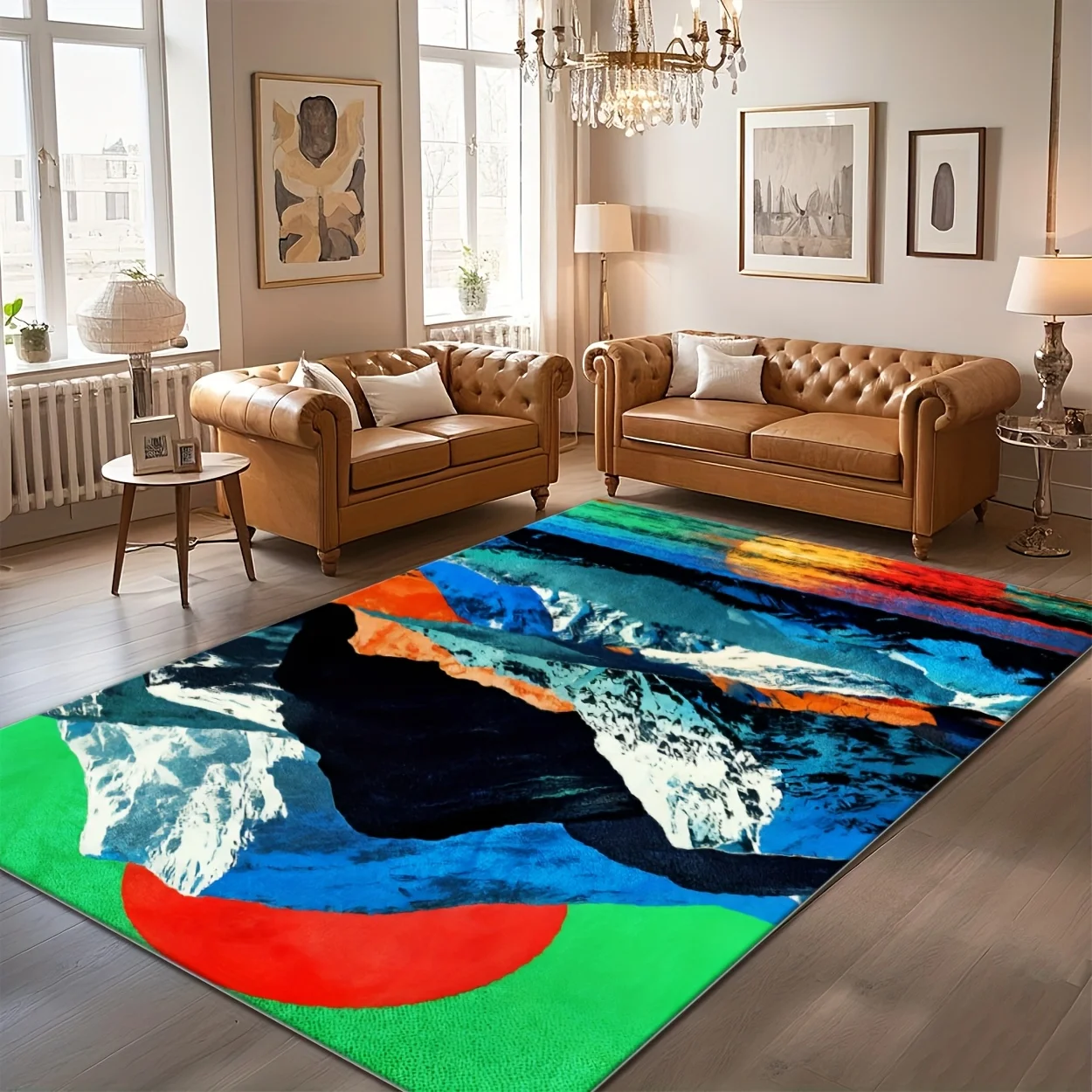 Washable Large Rectangular Rug Durable Stain Resistant Mat For High Traffic Dining Room Entryway Use