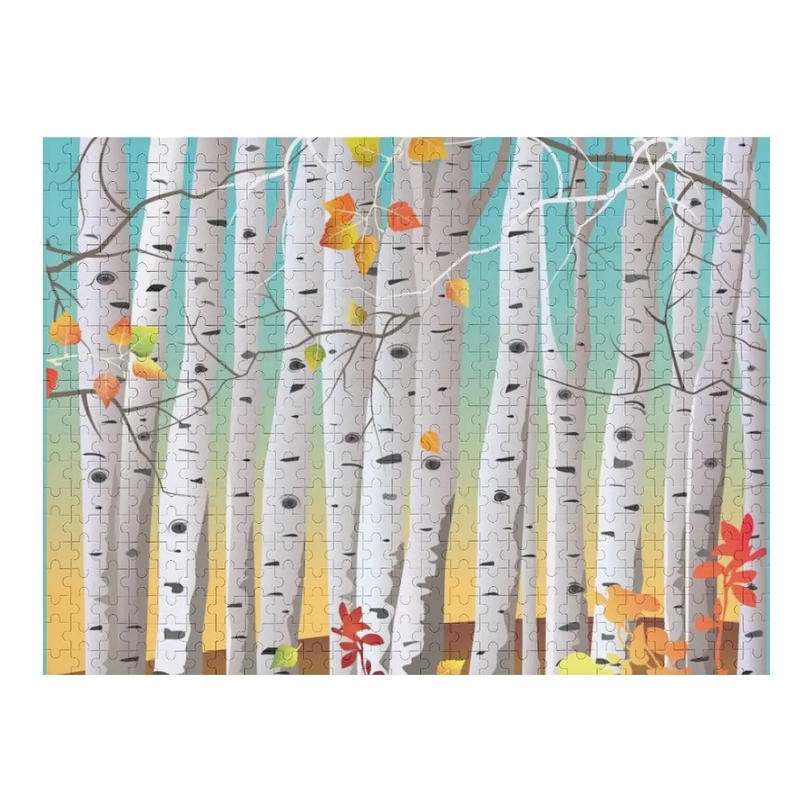 

Birch Trees Forest In Late Autumn Jigsaw Puzzle Wooden Name Custom Personalized Customizable Gift Wooden Name Puzzle