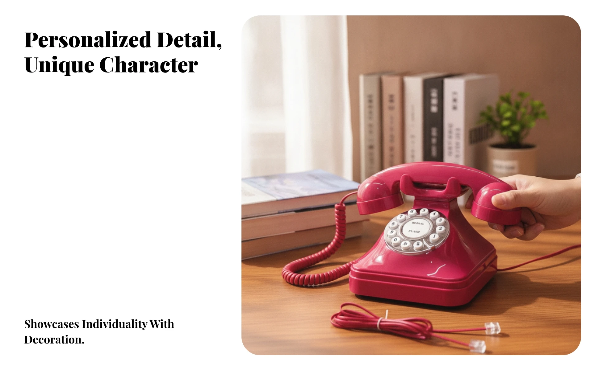Rotary-Style Landline Phone Glossy Plastic Corded Desk Phone Rotary Dial Telephone Decorative House Decoration
