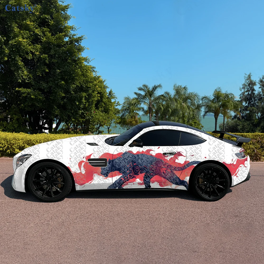 

Dynamic Style Panther Graphic Car Side Sticker Decor,PVC Waterproof Scratch Resistant Decal,Car Protection,Auto Accessories Gift