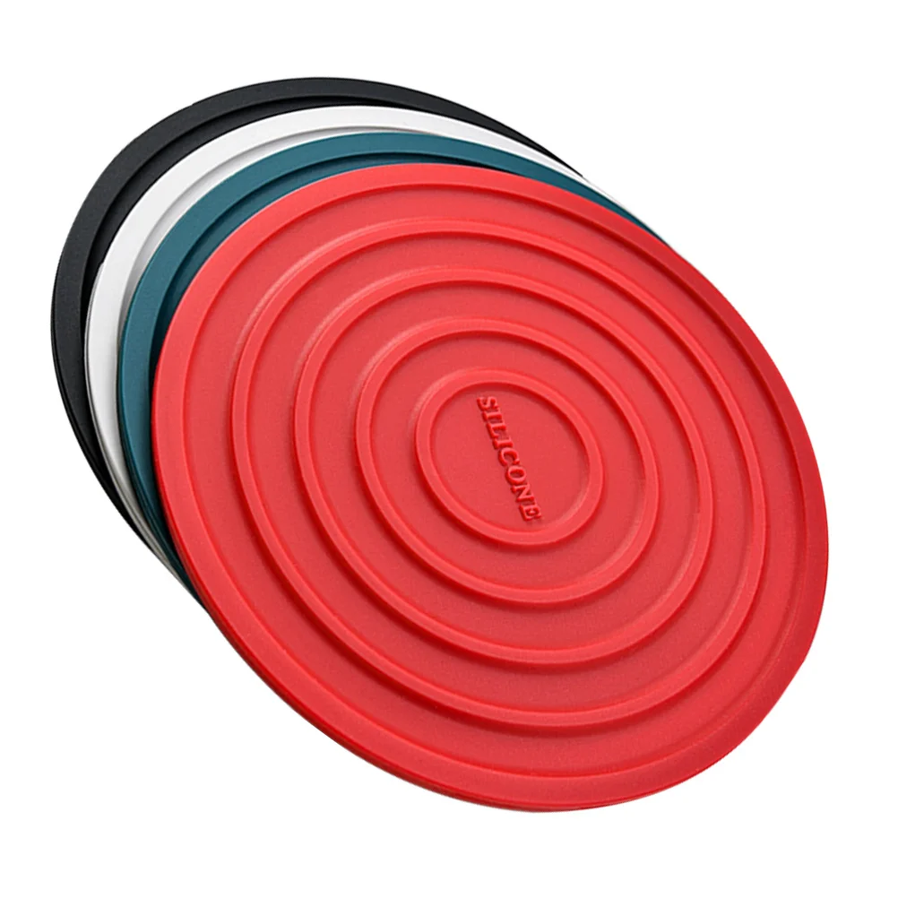 

4pcs Heat Coaster For Dining Coaster For Dining Table Table Kitchen Round Silicone Mat Desk Protector Silicone Hot Pad Wok Mat