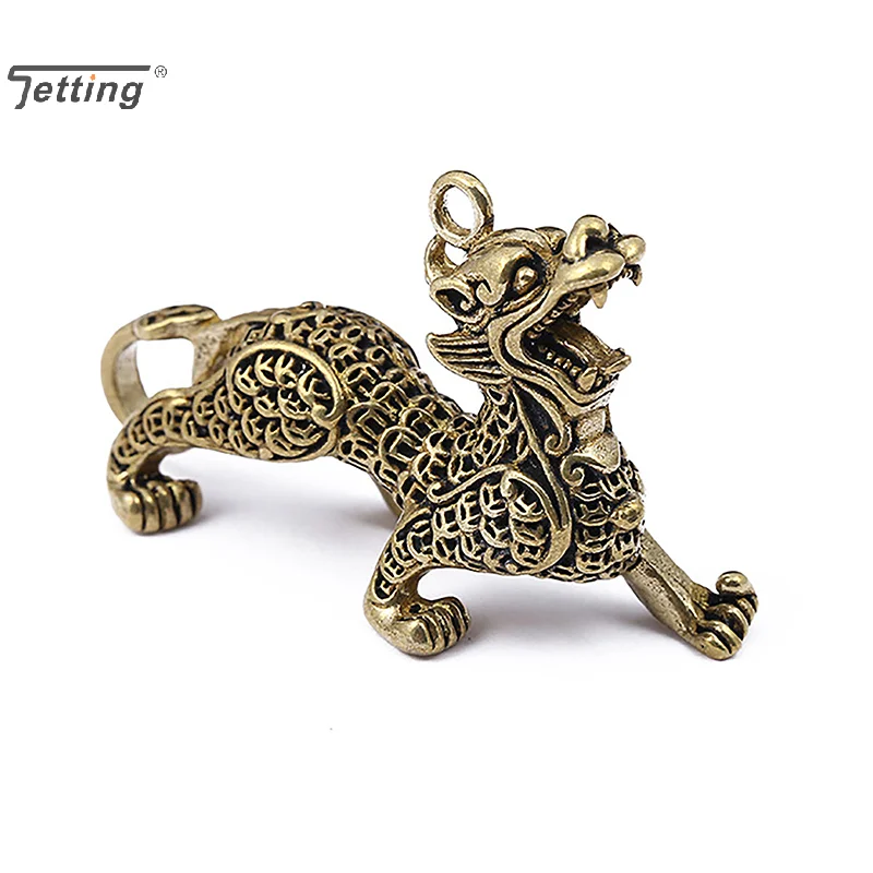 Flying Kylin Figurines Miniatures Lucky Copper Animal Statue Mascot Creative Home Desktop Decoration Car Keychain Pendant