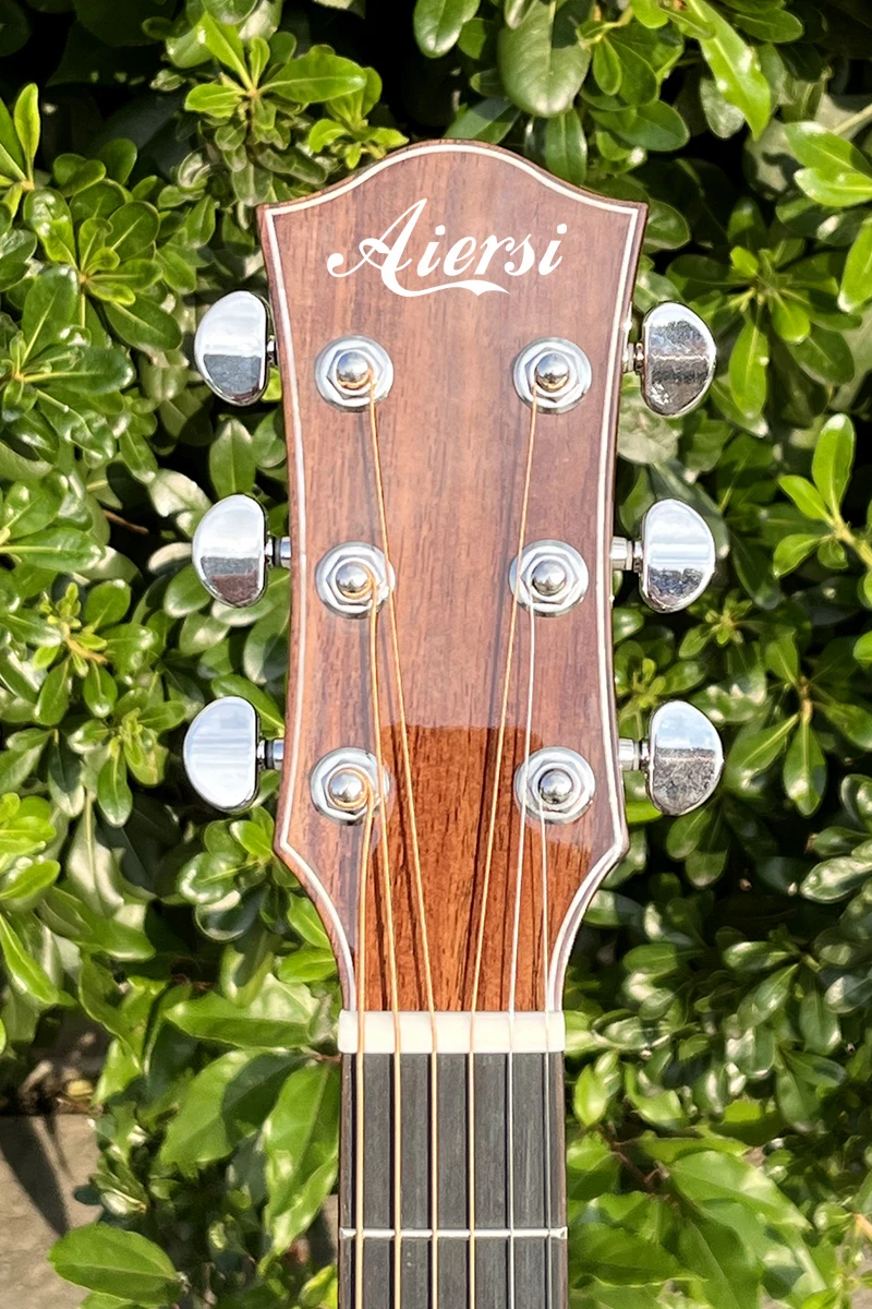 الصين Aiersi مصنع عالية الجودة الصلبة كوا الجسم كوتاواي شكل الغيتار الصوتية مع منفذ الصوت