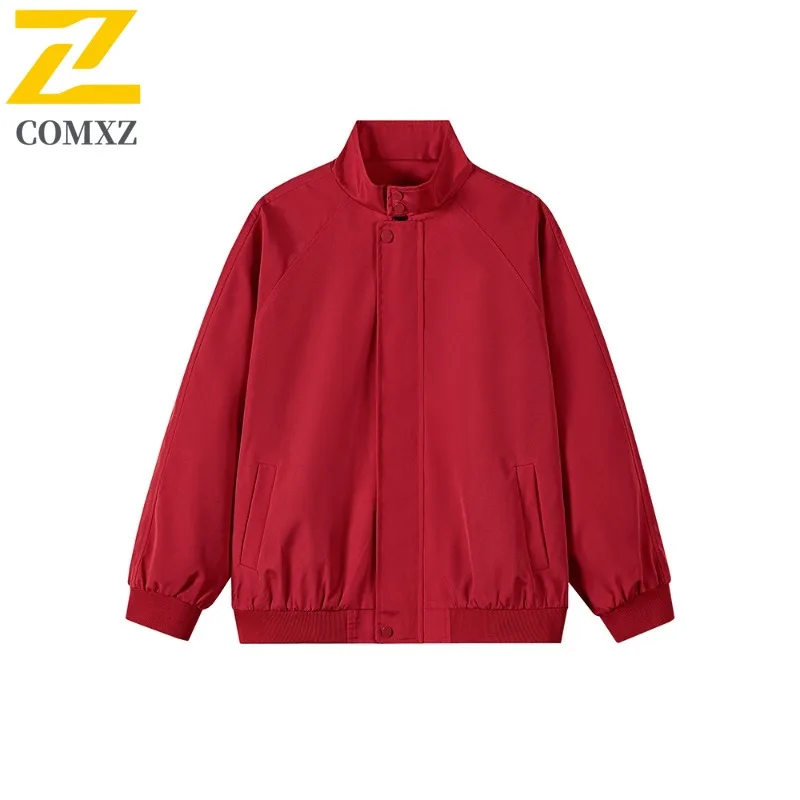 COMXZ يندبروف Chaqueta الوقوف طوق في الهواء الطلق متعدد جيب عالية الجودة المشي لمسافات طويلة العمل سترة تنفس معطف السفر ملابس للرجال