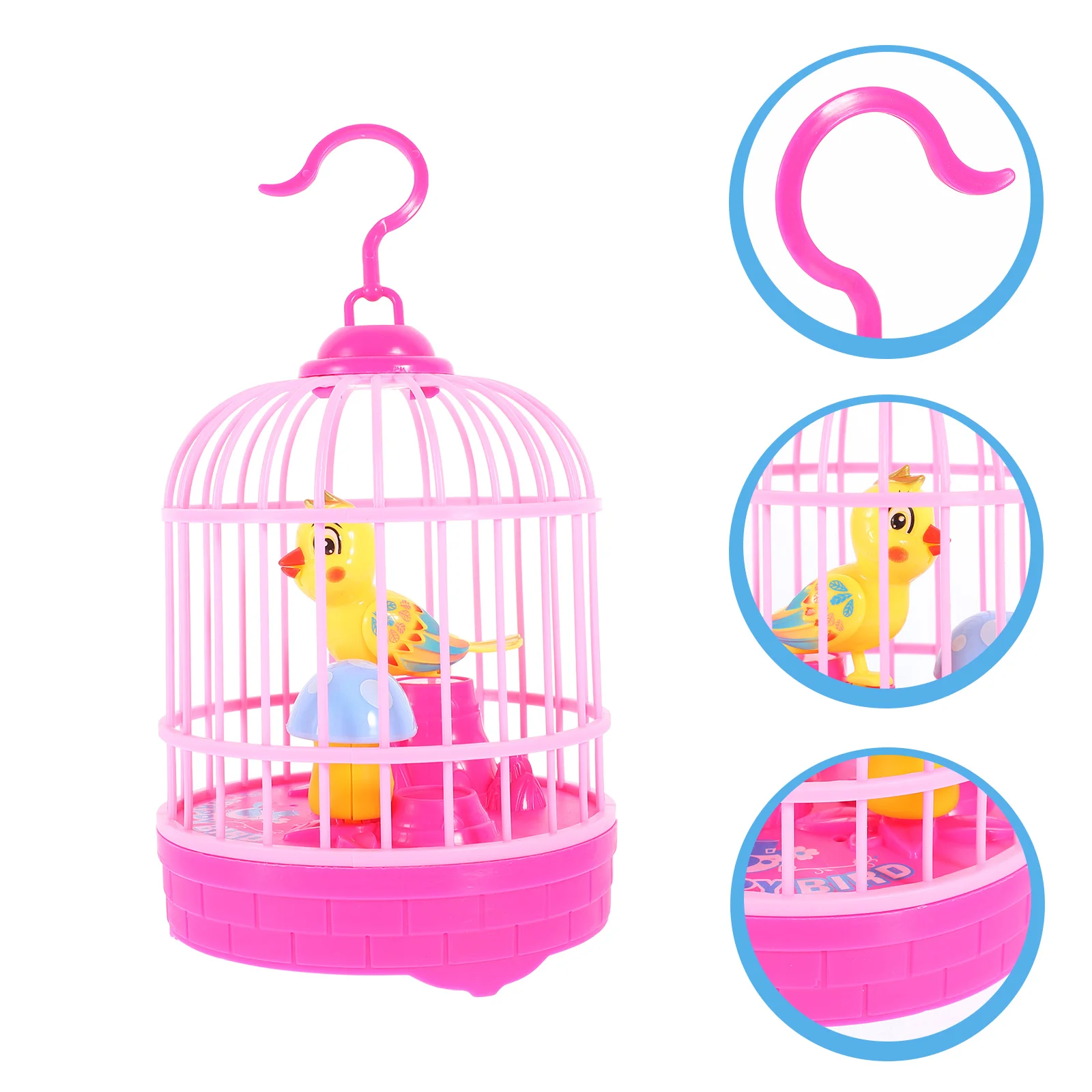 Música leve Bird Cage Toy com som, modelos compactos, simulação elétrica, indução, vocal, canto infantil, ABS criativo