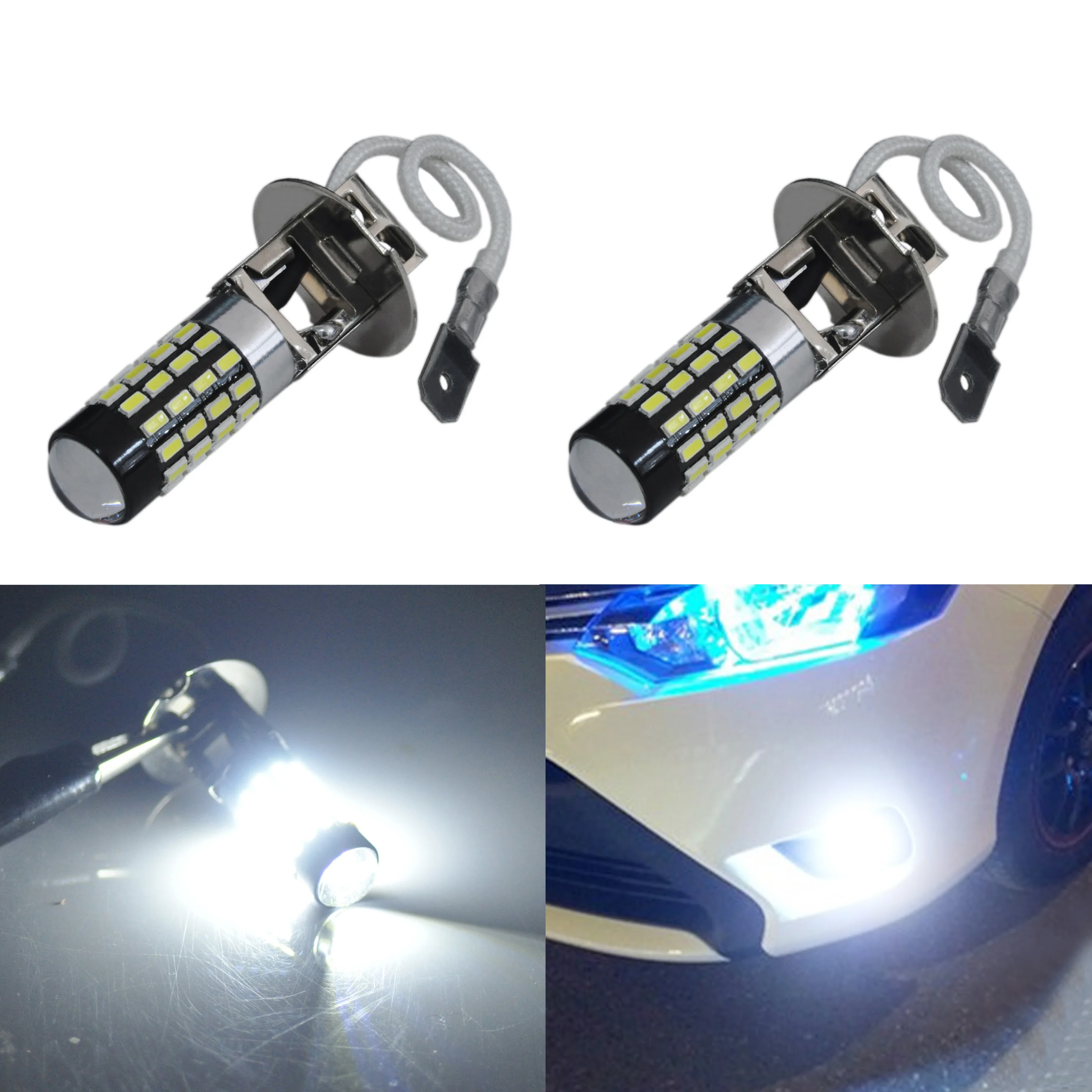 Jiachi 100pcs H3 LED Car Bulbs Xenon White LED 54SMD 3014 Car Fog Light Driving DRL Auto Lamp 12V Car Lights Headlight Bulbs