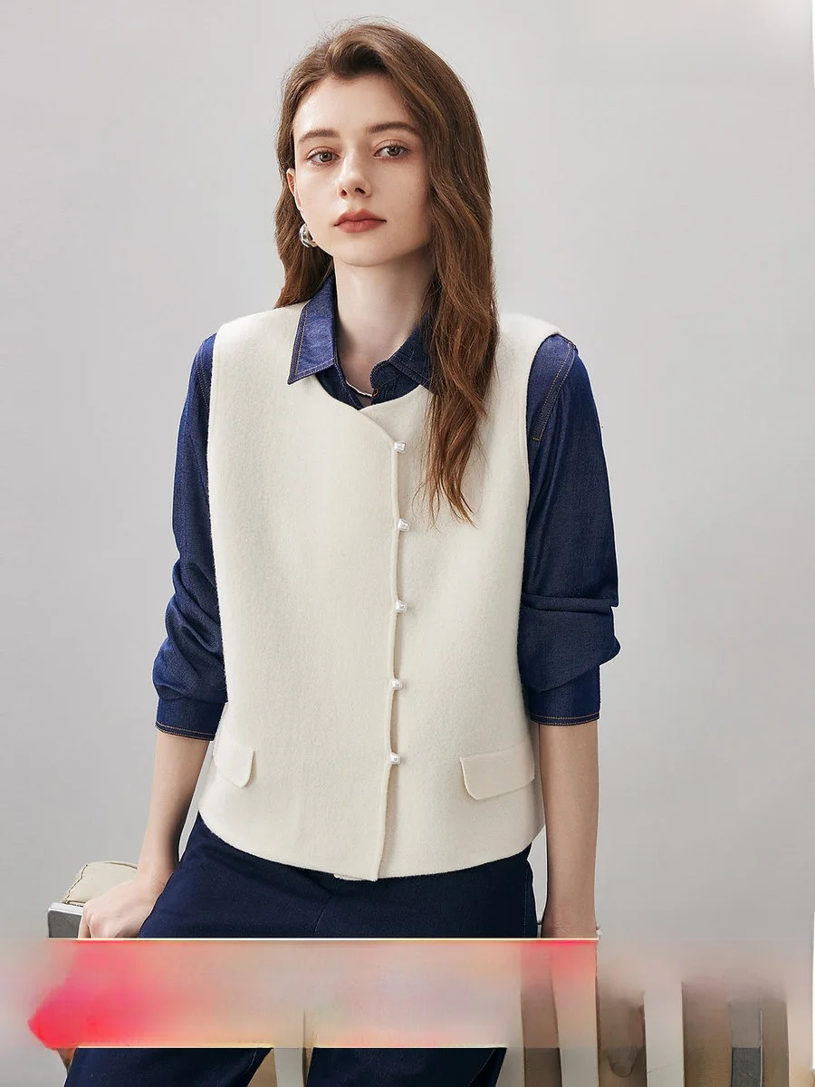 Cboca Camere Women's Knitted Vest round Ne Svel Ele Simple Sle Autumn Winter New Arrival Faion Commute