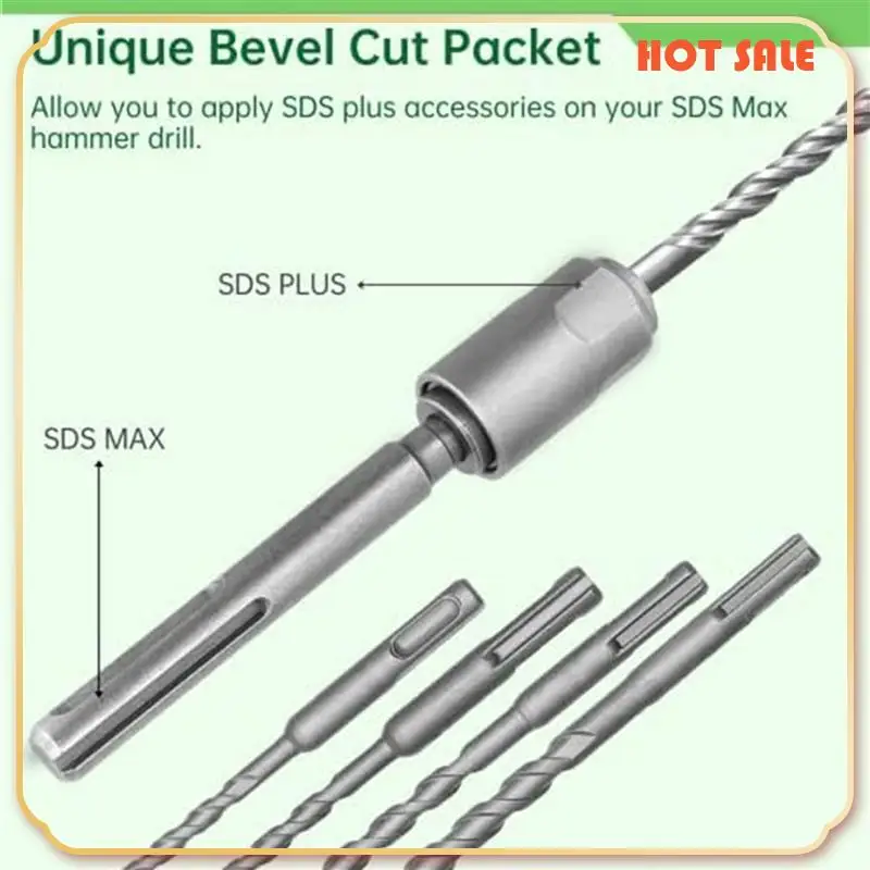 

ABFA SDS Max To SDS Plus Adapter SDS Max To SDS Plus Drill Converter For Rotary Hammer Drill 40Cr Steel SDS Max Shank Tool Silve