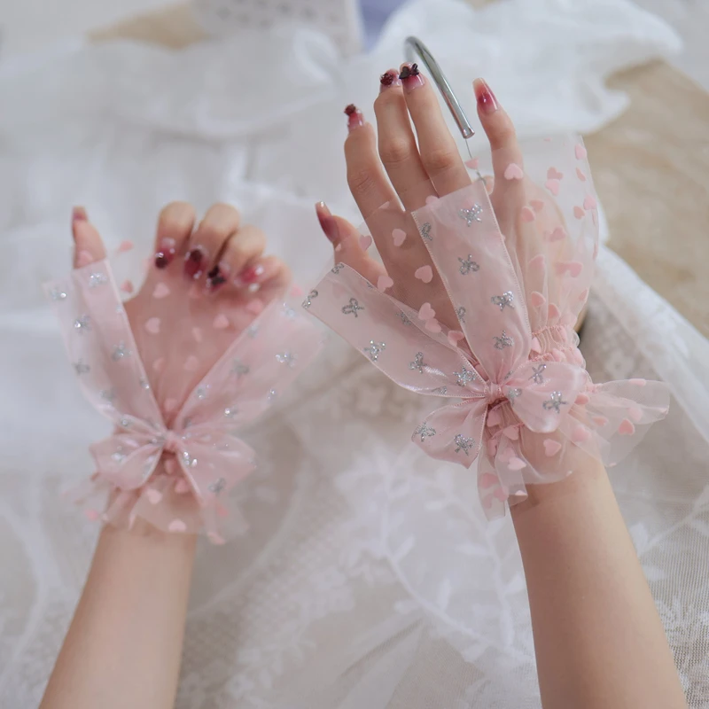 

Manicure Photo Background Bow Fairy Hand Decoration Fake Sleeves Nail Art Shooting Tulle Cuffs Nail Enhancement Photography