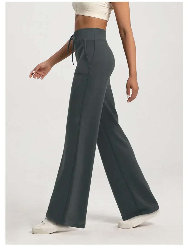 Modal Straight-Leg Pants Women's Sand-Washed Air Layer Loose-Fit Leggings Naked Feeling Fitness Trousers