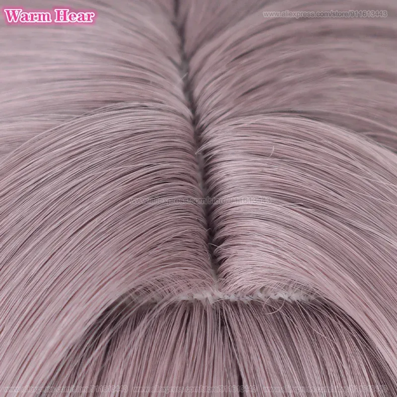 재고 있음 헤르타 합성 게임 HSR 88cm 롱 그레이 퍼플 코스프레 애니메이션 및 헤드웨어 내열 헤어 가발 + 가발 캡