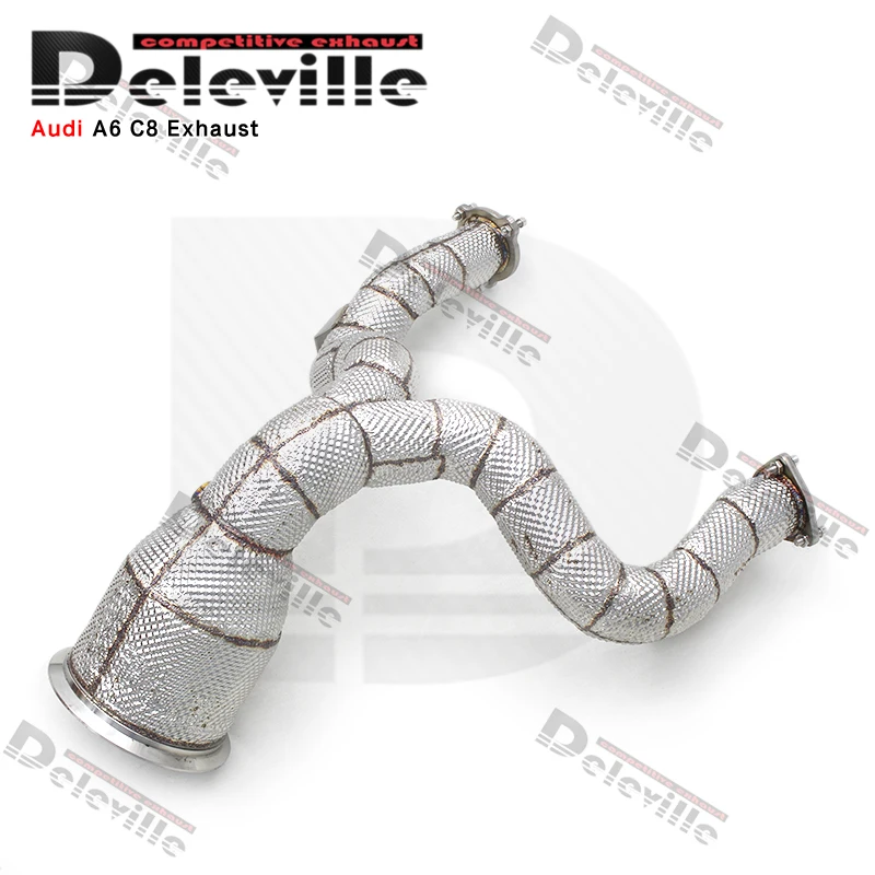 Performance Exhaust Downpipe For Audi A6/A7 C8 3.0T 2019-2023 Escape Accessories Heat Shield Stainless Steel Downpipe - view 5