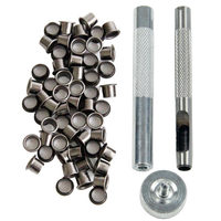 Eyelet Hole Punch Tool Kit  with 50 eyelets 6mm 7mm Gunmetal Finish for DIY Kydex Sheath Kydex Eyelet