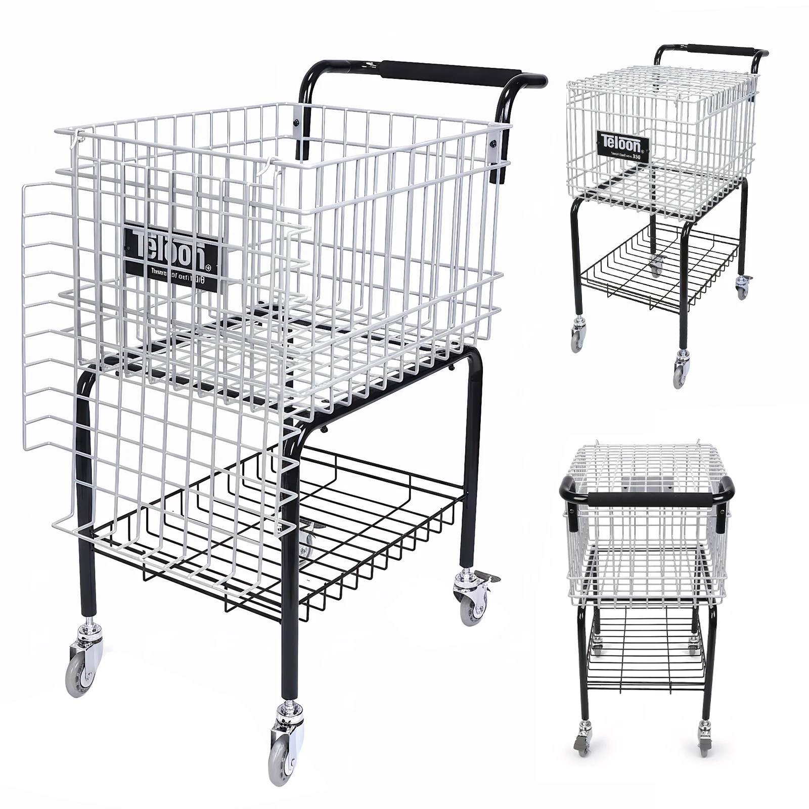 

Tennis Ball Storage Cart Holds 350 Balls with Easy Load Portable Steel Ball Trolley for Tennis/Pickleball/Baseball/Softball