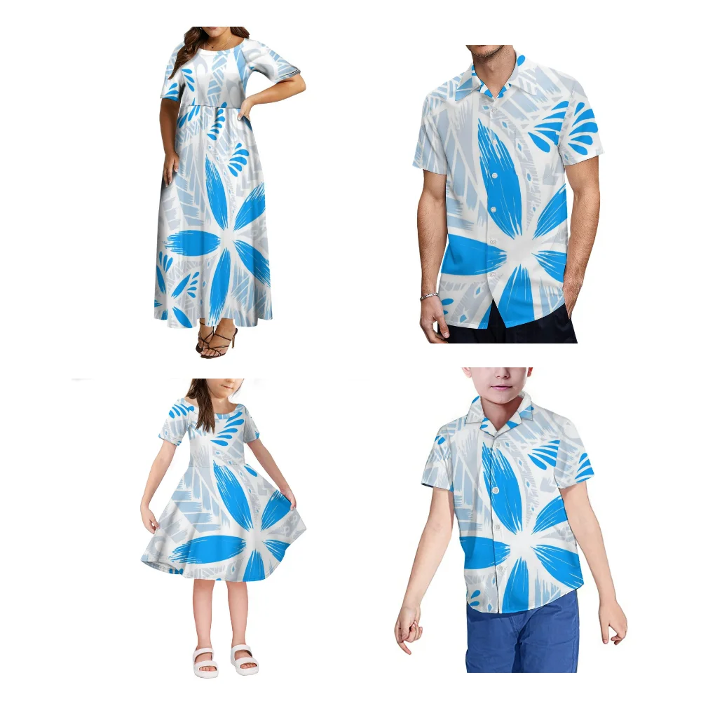 Pacific Island Clothing Custom Summer Family Clothing Polynesian Fashion Women'S Temperament Pompous Dress Casual Shirt