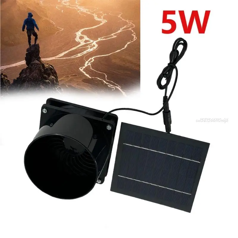 27RB مروحة شمسية مجموعة مروحة العادم الشمسي 5W Solar Drivens مروحة التهوية لدجاج الدجاج البيوتور وبيوت الحيوانات الأليفة