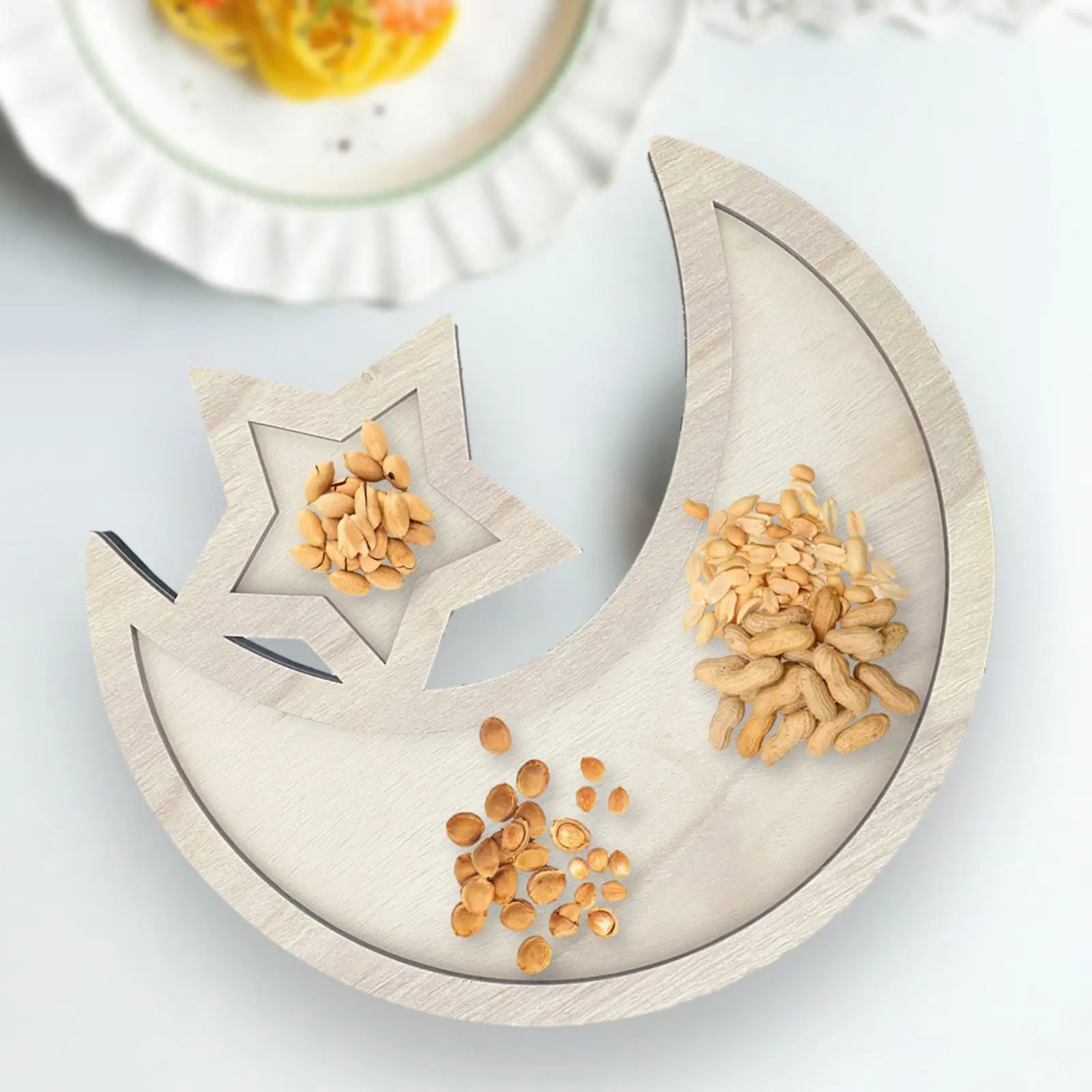 Wood Fruit Tray Moon and Star Gift Dessert Fruit Veggie Plate Tray Crafts Table