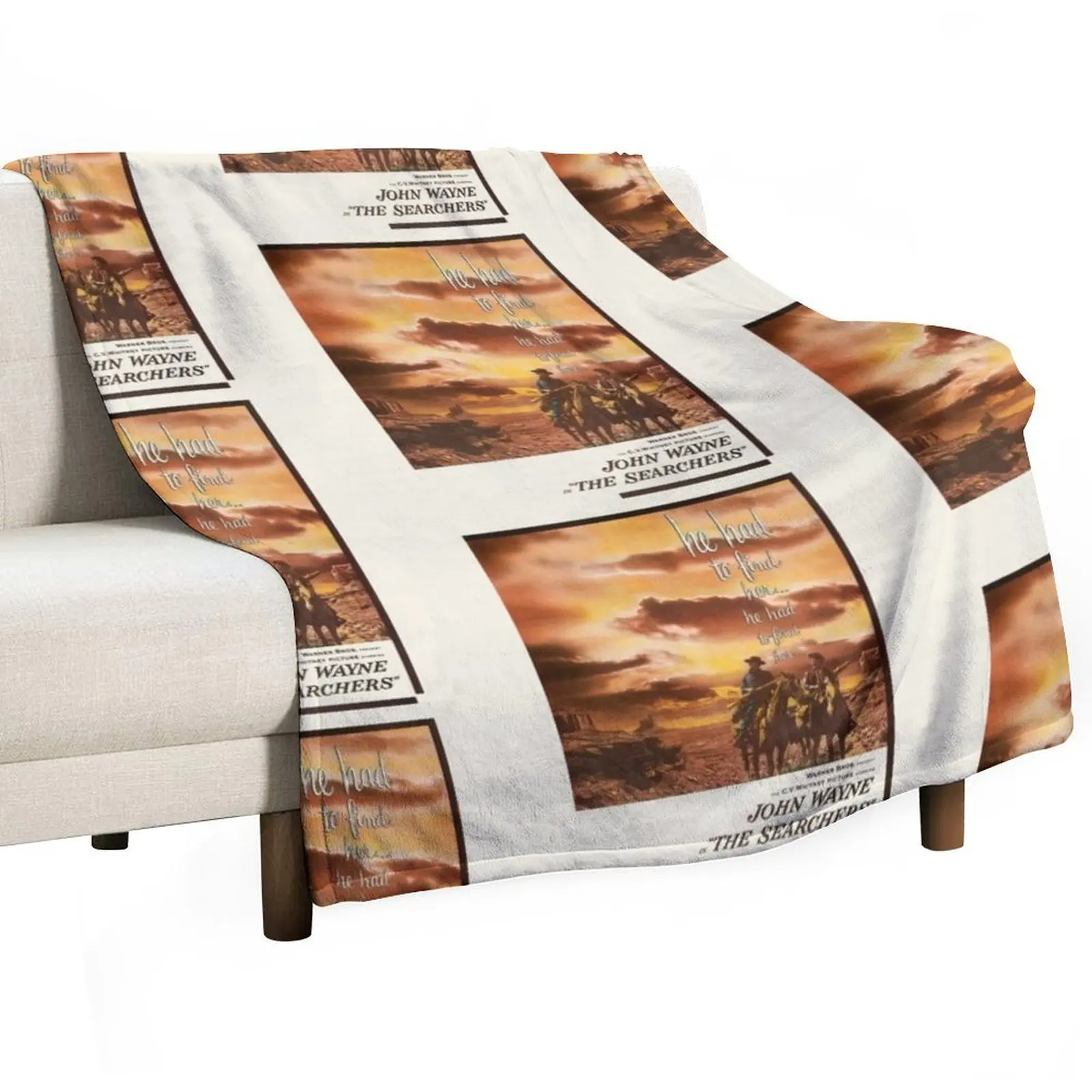 

The Searchers Movie Poster Throw Blanket Flannel For Decorative Sofa Blankets