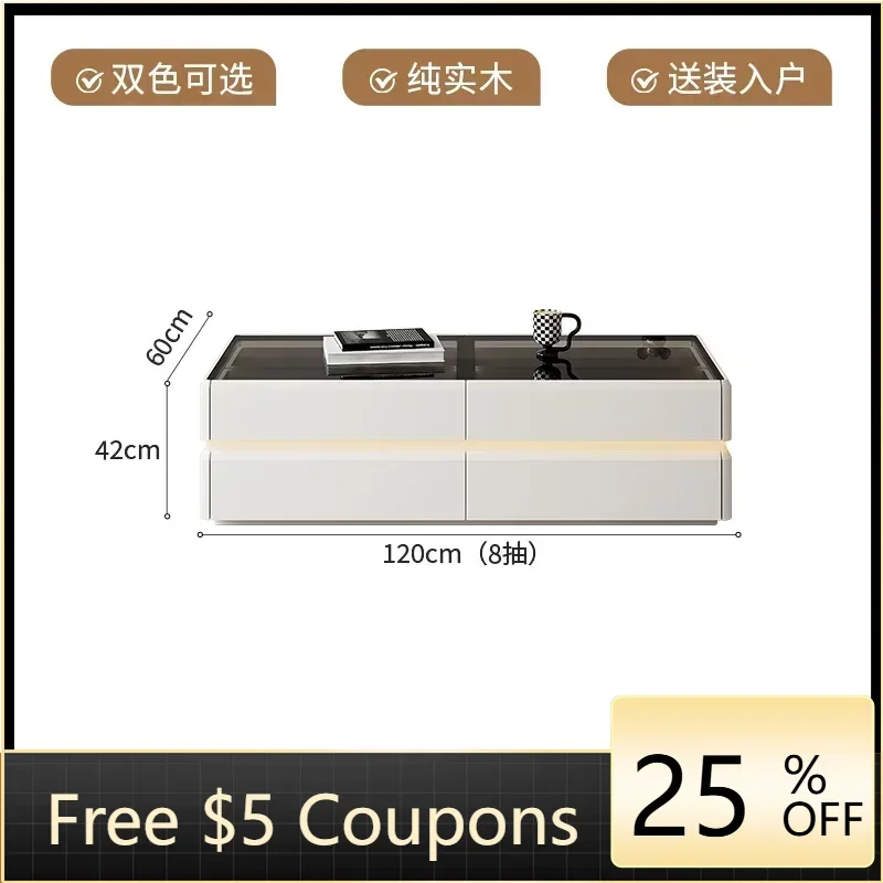 

LL pure solid wood double-layer floor-to-ceiling TV cabinet coffee table combination living room household high-end