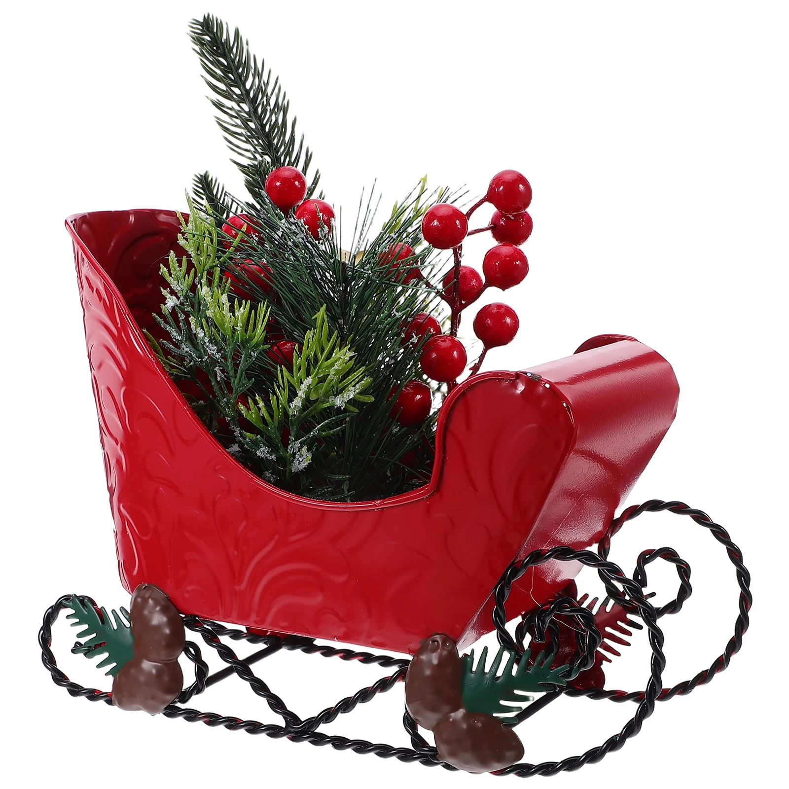 

Christmas Sleigh Red Mini Metal Decor Vintage Rustic Tabletop Ornament Santa Sleigh Decoration Sled Holiday Home