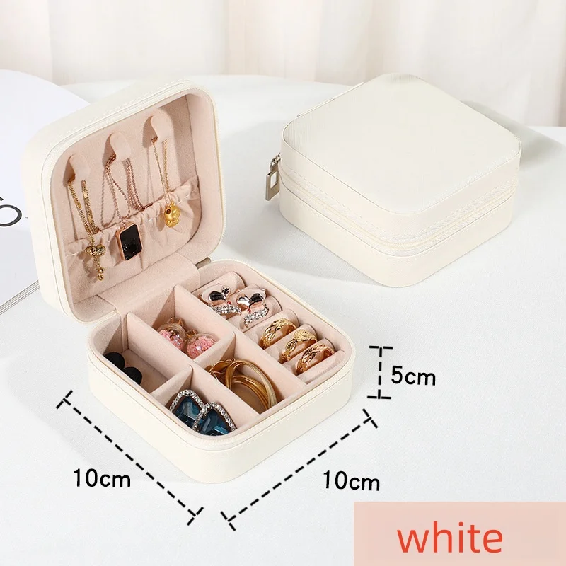 Mini Schmuckaufbewahrungsbox Tragbare Reise-Schmuckschatulle für Ohrringe und Halsketten Damen-Ringorganizer PU-Leder Präsentationsbox – Detail 9