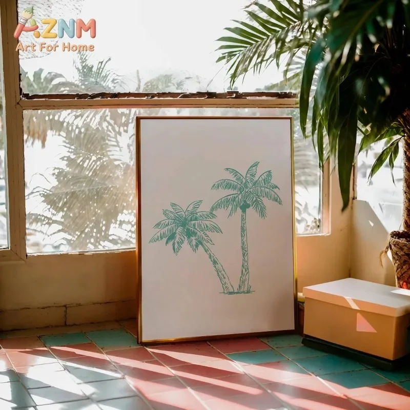 Boho Summer Beach Canvas Wall Art Palm Tree Seashell Bikini Salt Water Quote Print Unframed Canvas Poster