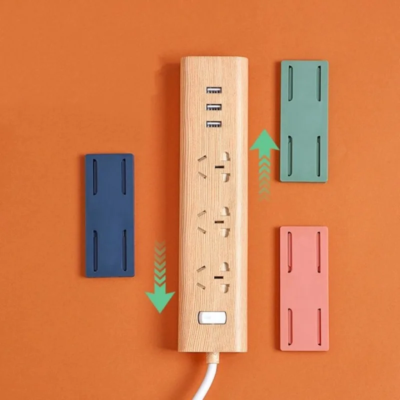 1/3/5pcs Socket Strip  Wall-Mounted Holder Self-Adhesive Bracket Punch-Free Plug Fixer Cable Wire Organizer Rack for Home Office