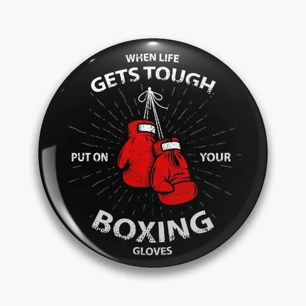 When Life Gets Tough Red Boxing Gloves  Soft Button Pin Lover Cute Hat Brooch Decor Creative Cartoon Collar Clothes Gift Funny