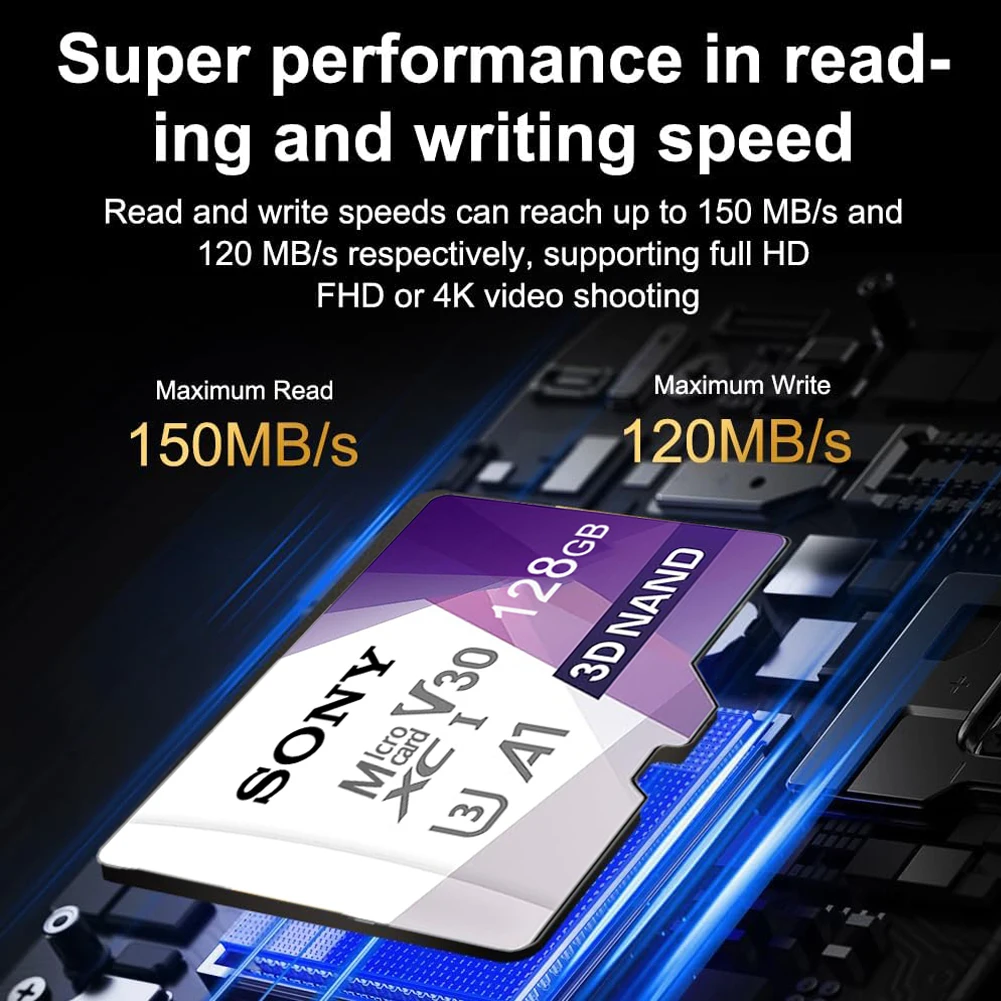 Sony NEW Micro TF SD Card 128GB Memory Card 2TB High Speed Mini SD Card for Phone Camera Car DV S LR Nintendo Switch