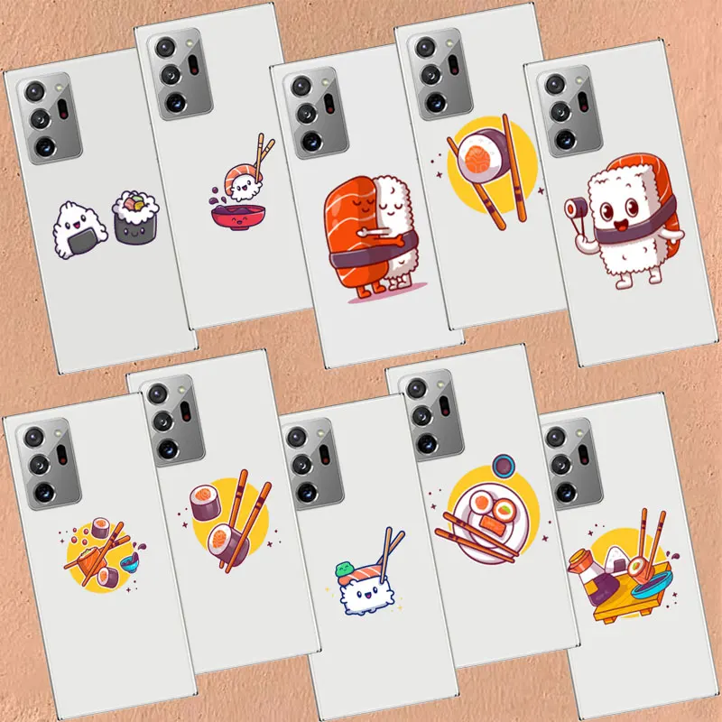 Cute Cartoon Sushi Clear Phone Case For Samsung Galaxy S24 S22 Ultra S21 Plus Capa S20 S23 FE S10 S9 S8 Plus Cover Shell Clear T