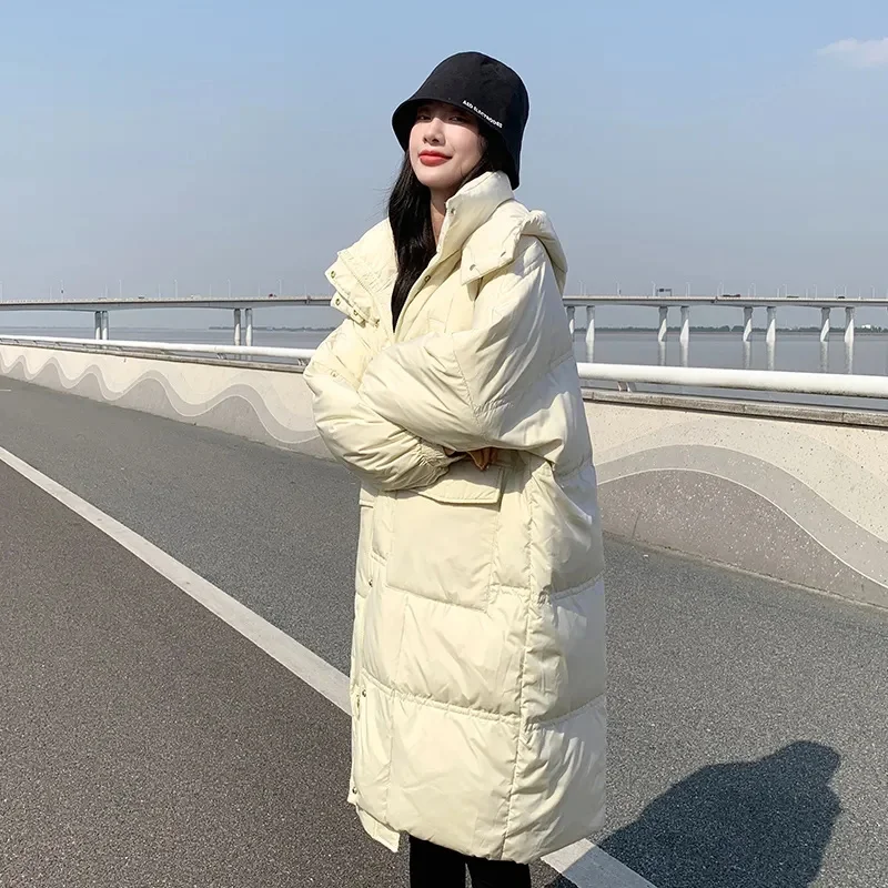 Down Cotton Jacket Cotton Jacket Women\'s Korean Version Loose Fitting Insets Medium Length Cotton Jacket 2023 Off-season