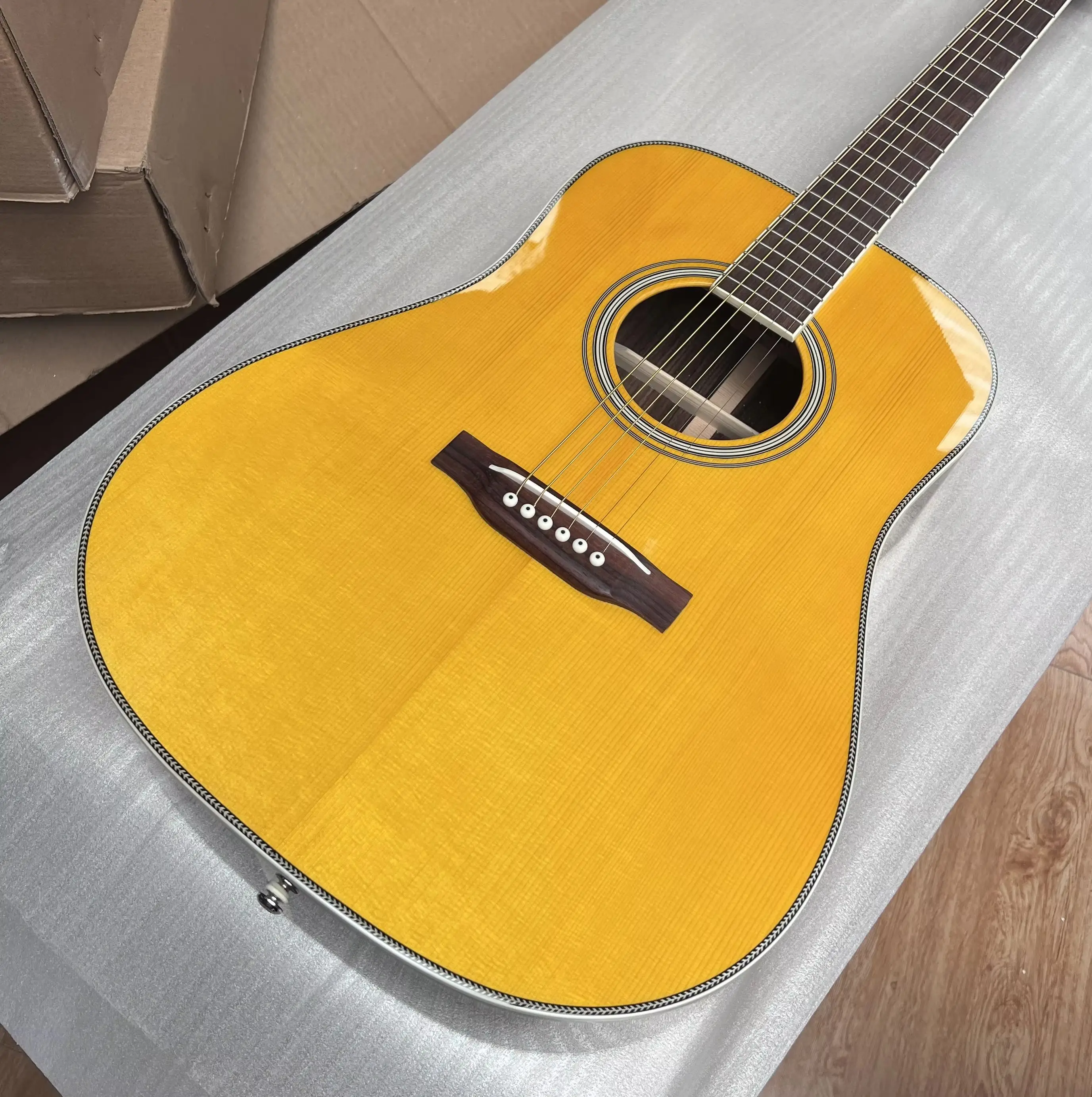 Professional Performance D-28CW Clarence White Acoustic Guitar，Professional Solid Spruce Top Rosewwod back and side Rosewood Fre