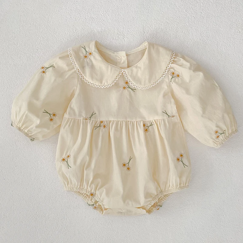 0-24 متر الخريف الطفل رومبير بأكمام طويلة القطن المطبوعة الوليد الطفل بنات الجولة الرقبة داخلية الكورية نمط طفلة الملابس #4