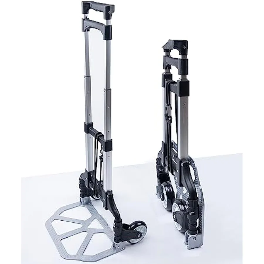 

Folding Hand Truck and Dolly165 lb Capacity Aluminum Portable Cart Foldable 2 Wheel Dolly with Telescoping Handle