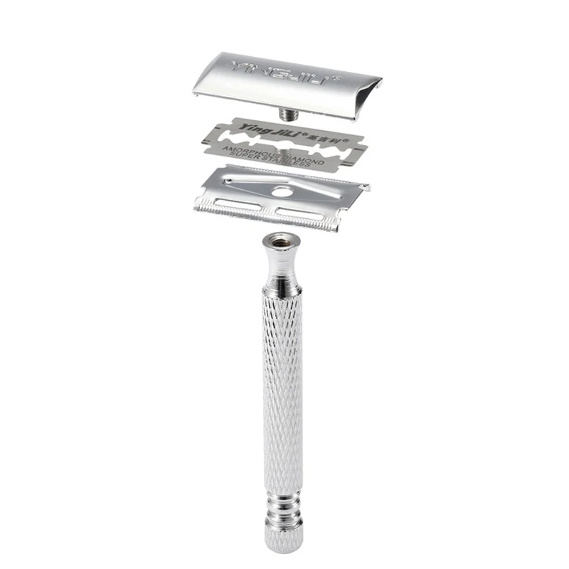 Short Handle Classic Safety Razor Double Edge Mens Shaving  Pack Cure Handle 1 Razor 1 Blade Manual Shaver