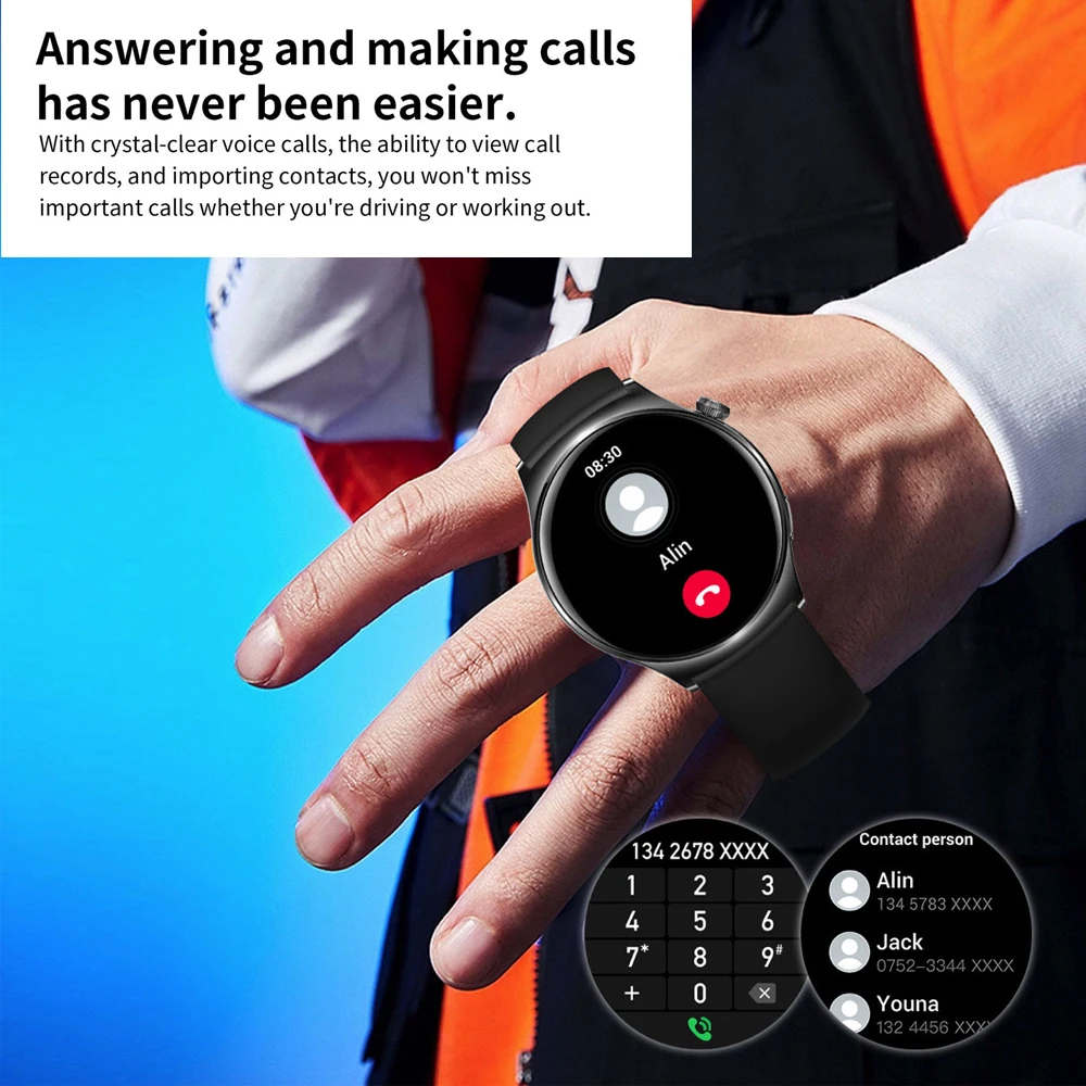 2025 جديد 1.43 "AMOLED شاشة الرجال النساء Smartwatch الرياضة في الهواء الطلق اللياقة البدنية معدل ضربات القلب الأكسجين في الدم مقاوم للماء الموسيقى الساعات الذكية