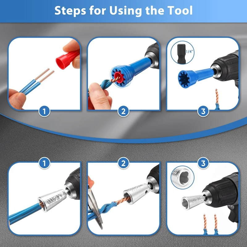 3 Pack Wire Twister Tool For Drill With 1/4Inch Hex Shank,Electrician Tools Wirenut Twister For Drill,Drill Wire Twister