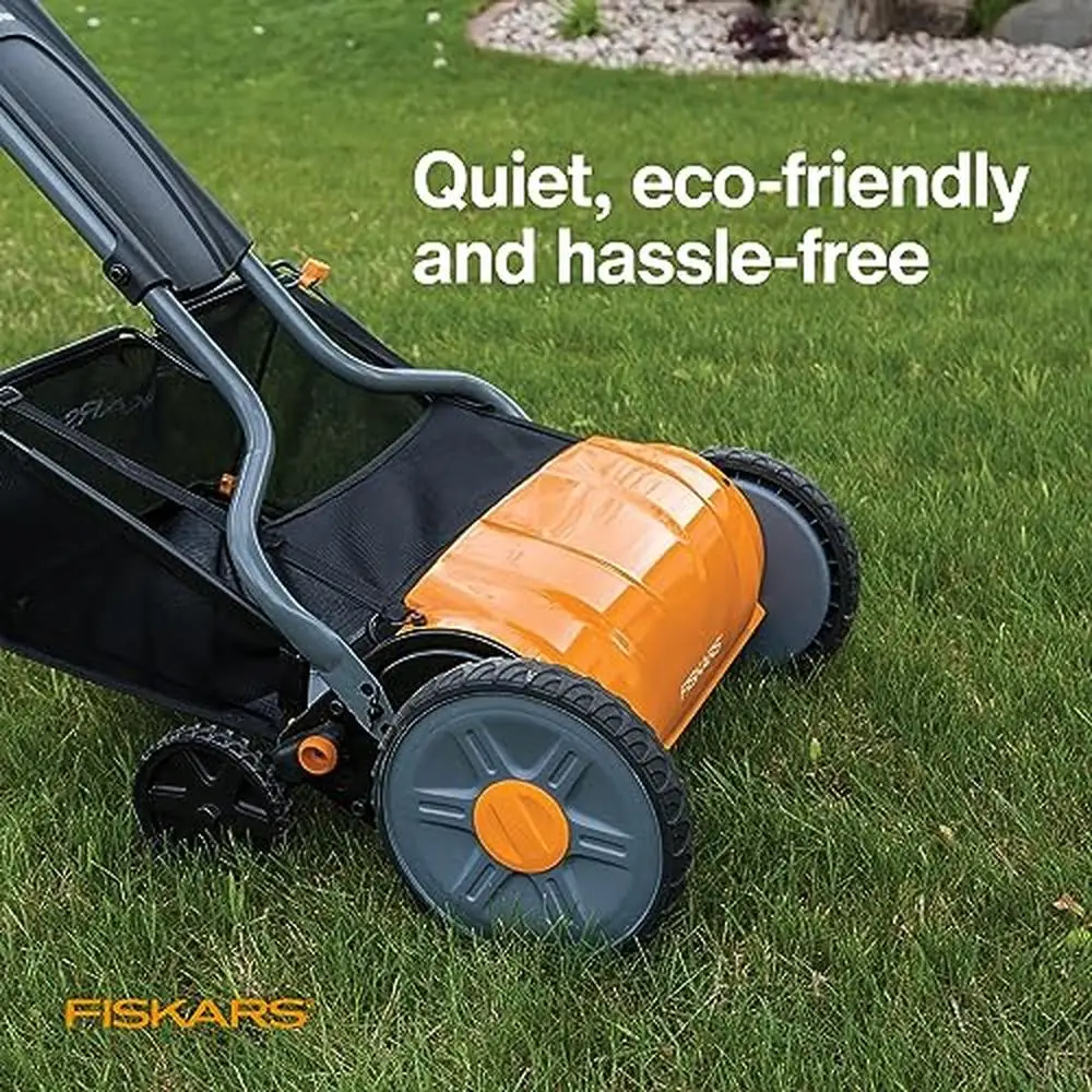 Self-Propelled Gardening Essential Reel Mower 17 Inch StaySharp Cutting System InertiaDrive Technology Alloy Steel Orange