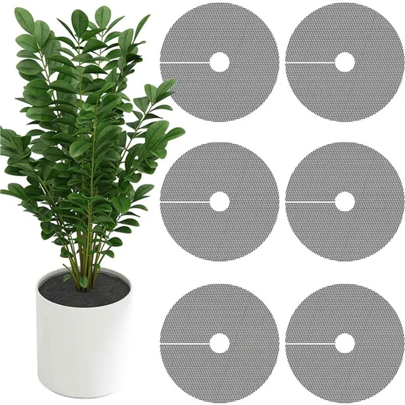 AB34-Plant Pot Grid Soil Protector Covers Cat Digging Prevention Flower Pot Grid With Stakes Cuttable Flower Pot Grid 12PCS