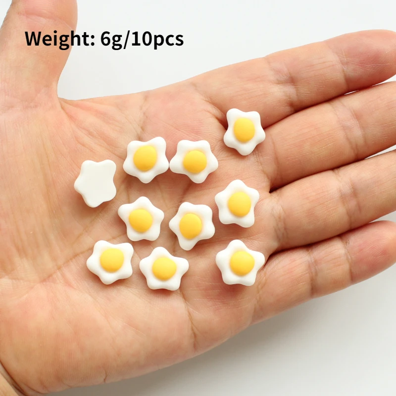 10pcs Mini Cheese Cute Poached Egg Resin Food DIY Hair Bows Decor Phone Shell Shoes Cap Embellishments Accessories