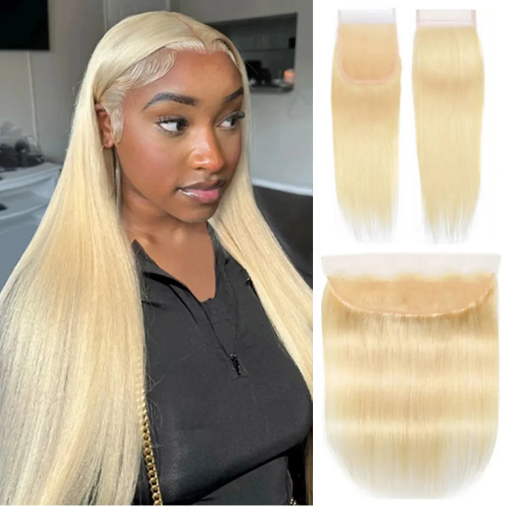 

613 13x6 кружевные фронтальные человеческие волосы 4x4 5x5 6x6 7x7 13x4 кружевные прямые прозрачные кружевные застежки медовые светлые волосы