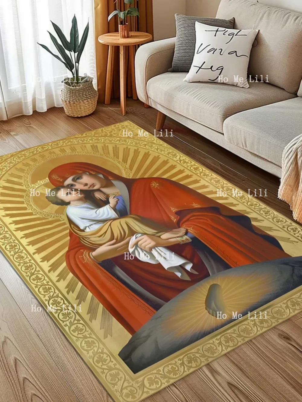 Jesus Mary Rug Holy Mother Son Mat Holy Mother Mary Jesus Theme Decor Rug Christian Catholic Art Religious Cultural Carpet