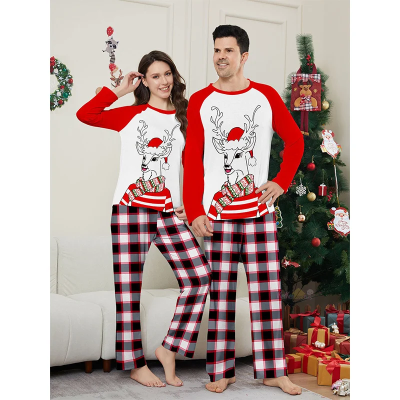 Family Matching Christmas Outfits Pajamas 2026 Xmas Elk Adult Kids Mother Daughter Look Pijamas Children Loungewear Pjs Clothes